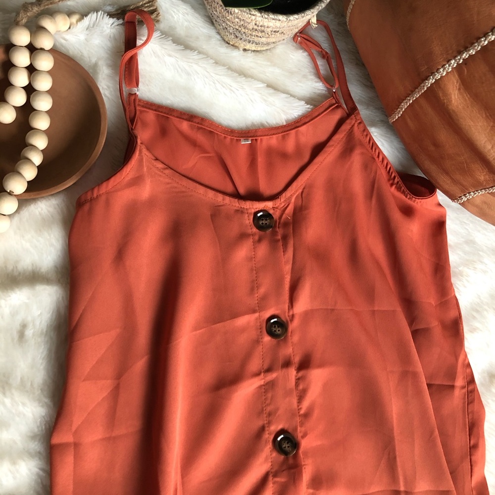 Rust Button Down Sheer Tank
